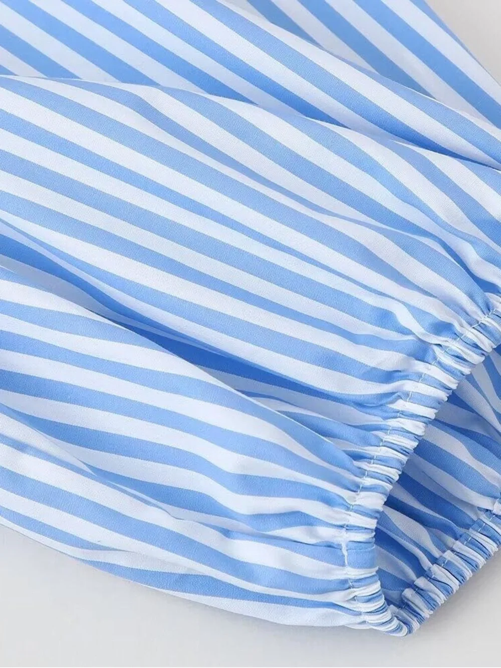 Zara Light Blue and White Striped Tie-Front Blouse